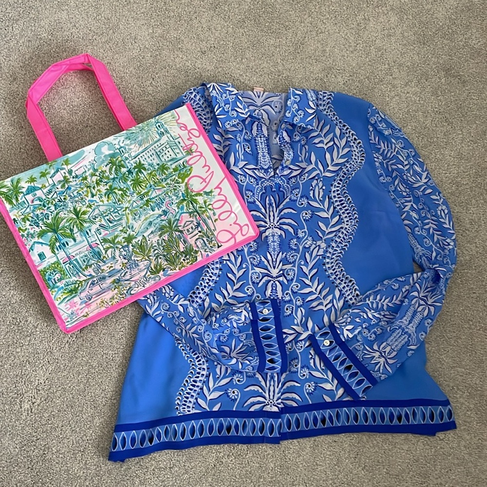 Lily Pulitzer Kiran Button down silk blouse!